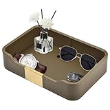 Lujosa Bandeja de Piel para Escritorio,Plateau de Rangement Cuir,Organizador de Almacenamiento de cachall Decorativo,Bandeja,Joyas,Relojes, cosméticos,Llaves,teléfono,Cartera,Verde Oliva