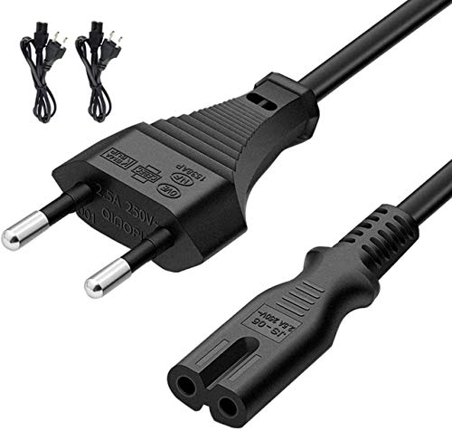 FSKE netkabel IEC C7 zwart 2M, eurostekker volgens figuur 8 Power Cable stroomkabel voor Samsung LG Sony Philips TV, PS3, PS4, PC monitoren, MP3, computer, DVD, printer (2 stuks)