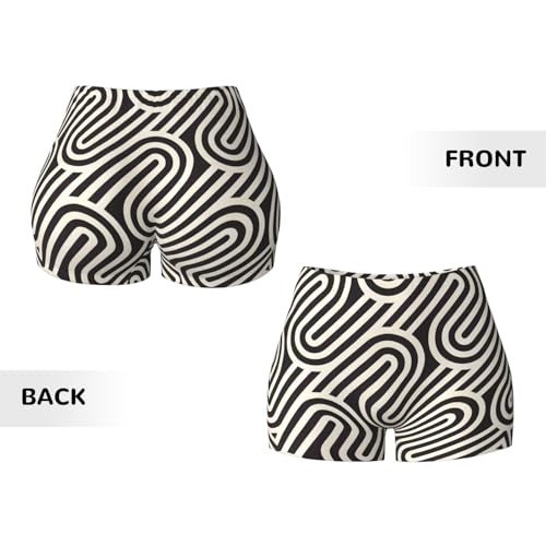 Black Curved Texture Pattern Sports Shorts, high Elastic Slim Fitness Pants, Suitable for Yoga/Leisure/Daily wear3