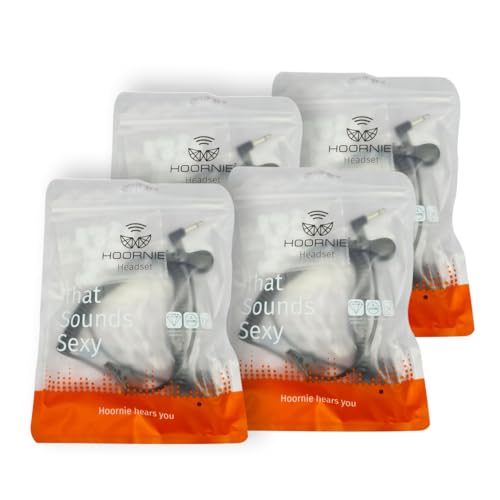 Hoornie® Earphones (Pack of 4) Sound Tube with 3.5 mm Jack, Transparent with Retaining Clip and 10x Free Earplugs - Image 2