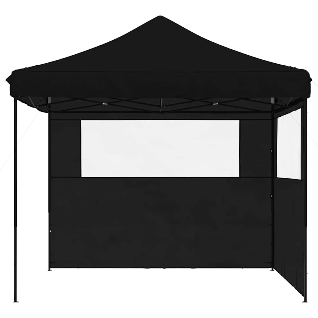 Namiot Pop-up 292 x 292 x 315 cm, czarny, 2 ściany | Stalowy stelaż malowany proszkowo, tkanina Oxford z powłoką PCW, 4 liny i 8 śledzi, w zestawie