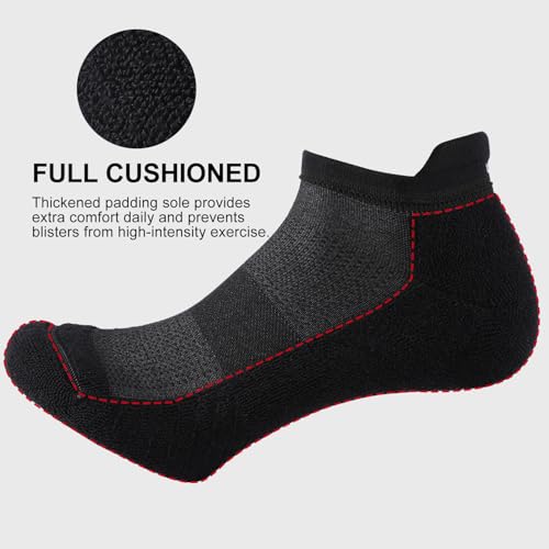 FITRELL 6 Pack Men's Athletic Running Ankle Socks Low Cut Cushioned Wicking Anti-Blister Breathable Sport Socks4