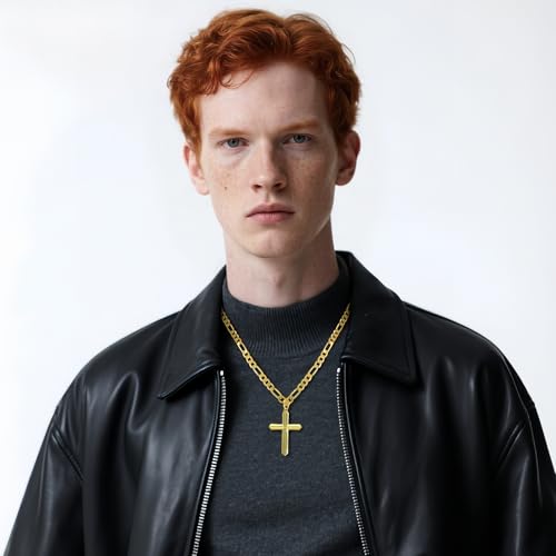 Cross Necklace for Men 14K Gold Cross Necklace for Men Gold Crosses Pendant Necklaces for Mens Sharp Geometric Lines and Multi-Angled Facets Crosses Chain Pendant Necklaces for Mens 20/22/24in4