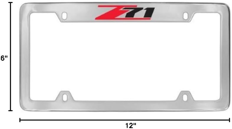 License Frame Inc. Chevrolet Z71 License Plate Frame Holder (4 Hole/Brass, Chrome/Top)