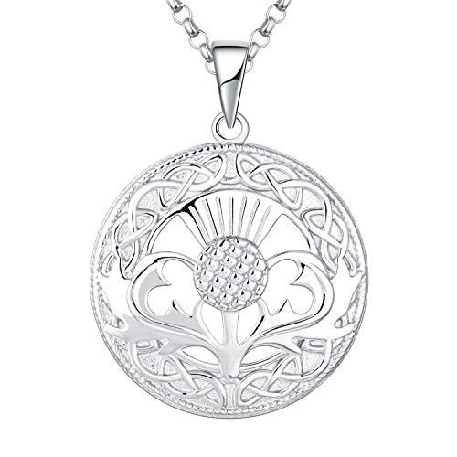 Jo Wisdom Collar Cardo Escocés De Plata De Ley 925 Mujer,Colgante Con Cadena Céltico Nudo Escocia Flor Forastero Jo Wisdom Collar Cardo Escocés De Plata De Ley 925 Mujer,Colgante Con Cadena Céltico Nudo Escocia Flor Forastero