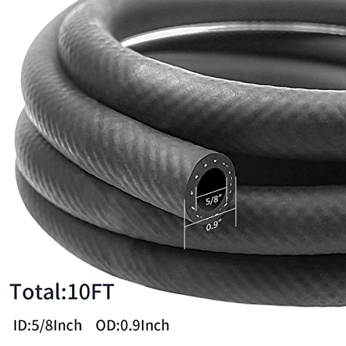 Image of 5 /8 Inch ID NBR Rubber Hose, 10 Feet Fuel Hose Line Transfer Hose for Small Engine Black