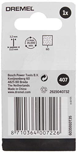 Dremel 407 Schleifband mit Schleifdorn - Zubehörsatz für Multifunktionswerkzeug mit 1 Schleifband und Schleifddorn Körnung 60 13mm, zum Formen, Reinigen, und Schleifen jeglicher Art von Materialien