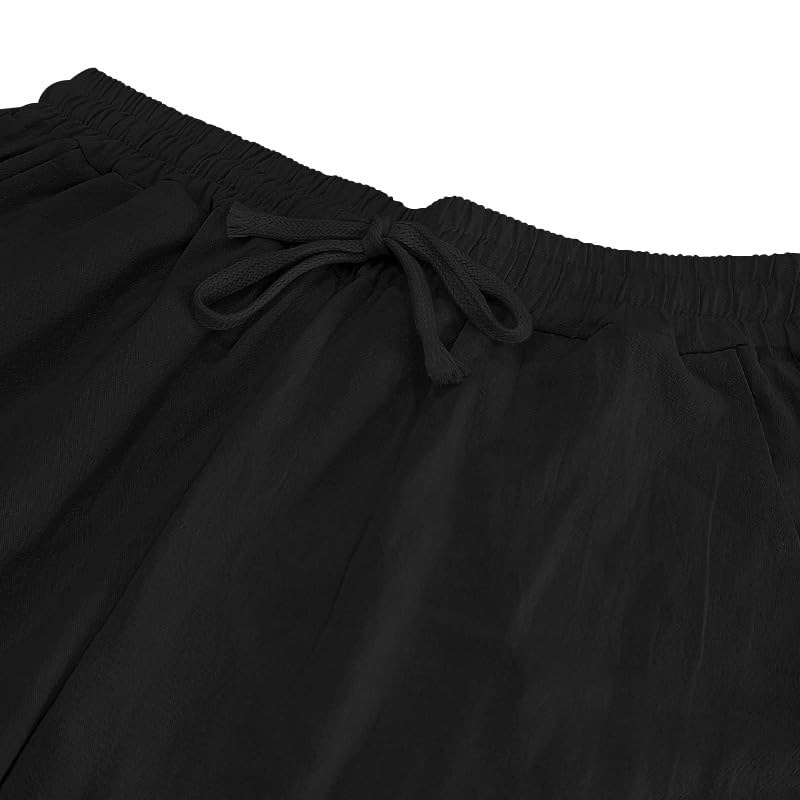 Mens Linen Pants Summer Beach Casual Pants Elastic Waist Baggy Loose Fit Vacation Trousers with Pockets4