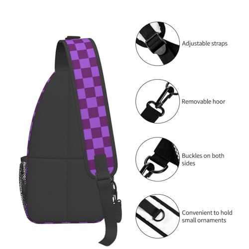 Image of Crossbody Bag Sling Bag Backpack Chest Bags Shoulder Bag for Women Men Elegant Purple Plaid Tartan
