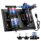 CrestWave RV Water Pump 110V AC 7GPM 70PSI and 1L 125PSI Pre-Pressurized Accumulator Tank, Quiet Water Transfer Pump and Accumulator Tank System for Home Water System, Irrigating & Industrial Settings