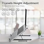 Laptop Stand for Desk, Adjustable Laptop Riser ABS+Silicone Foldable Portable Laptop Holder, Ventilated Cooling Pad Notebook Stand for 10-15.6” Laptops,Tablet-Black