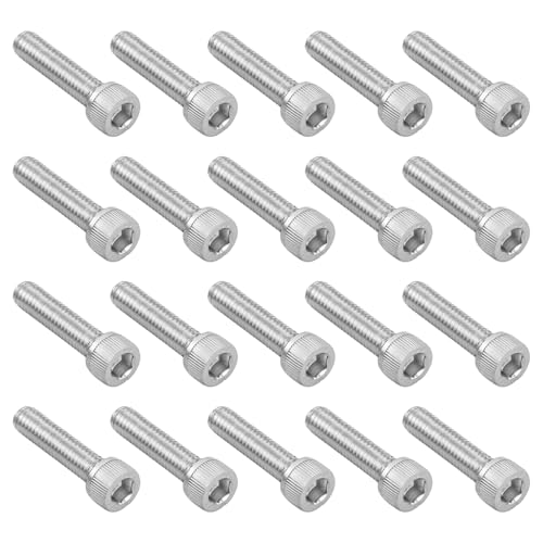 20 Piezas Tornillos Cilíndricos con Hexágono Interior M6 x 25 mm, Acero Inoxidable A2 DIN 912 Tornillos con Roscas Completas