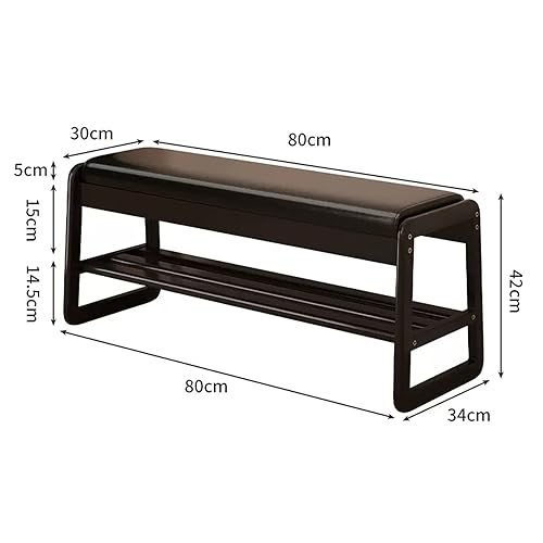 Banc rangement chaussures 2 niveaux en bois avec assise stable - 4