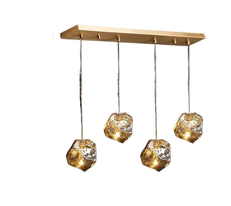 Lustre haut de gamme et luminaires suspendus LED à 4 têtes ambrées pour décoration de standing