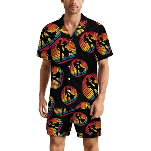 Salsa Dancing Dancer Vintage Mens Pajamas Set Short Sleeve Sleepwear Summer Pjs Sets 2 Piece Loungewear Nightwear