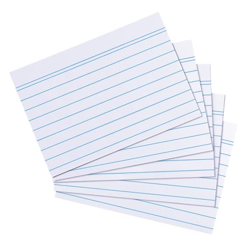 herlitz Karteikarten A8 liniert Weiß, 170g/m² holzfrei, 100 Stück, stabile Karteikarten für Schule, Studium & Büro