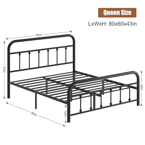 Image of Shintenchi California King Size Square Bed Frame with Headboard and Footboard