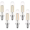 LUXRITE Vintage E12 LED Bulb 60W Equivalent, T6 T6.5, 2700K (Warm White), 500 Lumens, Dimmable Candelabra LED Tube Bulbs 5W, Clear Glass, Edison Filament Tubular Light Bulb, UL Listed (6 Pack)