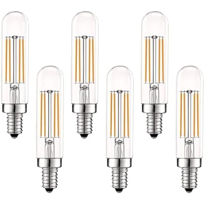 LUXRITE Vintage E12 LED Bulb 60W Equivalent, T6 T6.5, 2700K (Warm White), 500 Lumens, Dimmable Candelabra LED Tube Bulbs 5W, Clear Glass, Edison Filament Tubular Light Bulb, UL Listed (6 Pack)