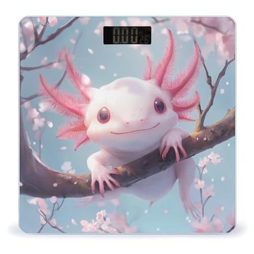 Cute Axolotl Cherry Tree Scale for Body Weight Smart Accurate Digital Bathroom Scale with Easy Read LCD