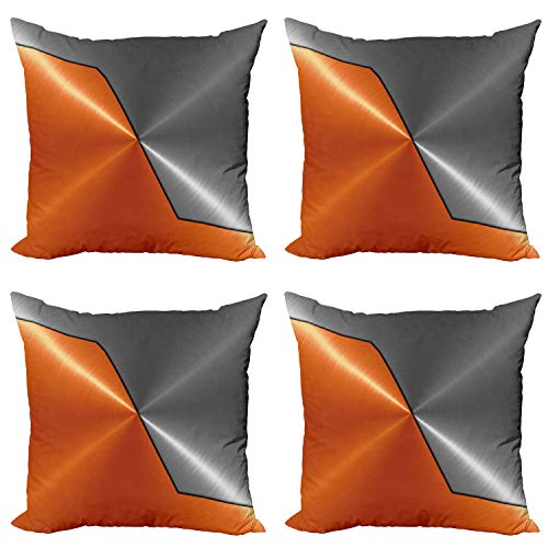 Ambesonne Orange and Grey Decorative Throw Pillow Case Pack of