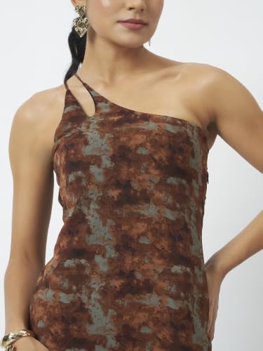Image of Trend Arrest.ed Women's Floral One-Shoulder Cocktail Dress | Asymmetrical Hem with Lining | Adjustable & Removable Pads | Elegant Fit for Party, Wedding & Special Occasions