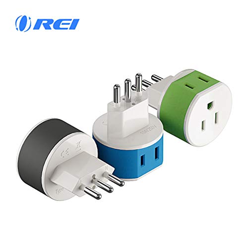 Italy, Uruguay Power Plug Adapter by OREI with 2 USA Inputs - Travel