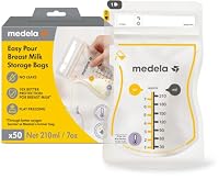 Medela Easy Pour Breastmilk Storage Bags, Pack of 100, 210ml, Disposable Leakproof with Protection, Recyclable, BPA Safe, Zip Seal Closure, Made Without BPA