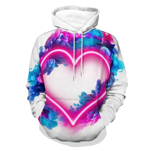 UMENG Hoodie Coeur De Néon pull à capuche unisexe taille S pour homme et femme en noir