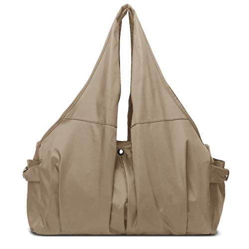Shoulder Bag for Women, Waterproof Shopping Lightweight Work Purse and Handbag Travel Tote Oxford Nylon Large Capacity Hobo (Khaki)