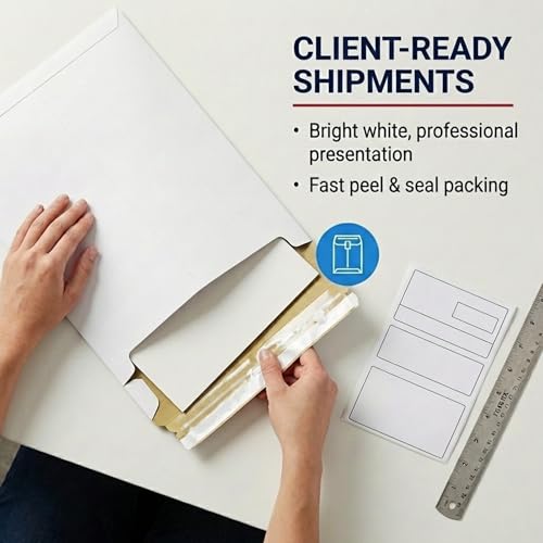 Image of BOX USA Rigid Mailers 9 inch x 12 inch (100-Pack) - Cardboard Mailer Envelopes for Photos, Documents, Prints - Stay Flat