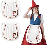 Shihanee 2 Pcs Halloween Garden Gnome Costume Half Apron for Women Girls Cosplay Waist Apron with Lace Halloween Carnival Party Decoration