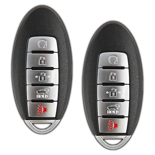 2014-2020 Nissan Rogue & 2017-2022 Rogue Sport; Mechanical Key 6 KeylessOption Key Fob Replacement for 2017 2018 2019 2020 Nissan Rogue Keyless Entry Remote, 5-Button KR5S180144106-2 Pack
