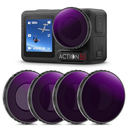 K&F Concept DJI Osmo Action 4/5 PRO用 一枚2役 ND&PLフィルターセット (ND8&PL+ND16&PL+ND32&PL+ND64&PL) 減光フィルター CPLフィルター 偏光フィルター レンズフィルター レンズ保護