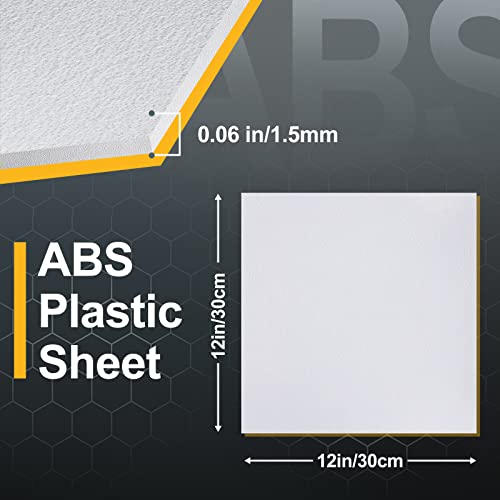 Image of Plastic Sheet 12 inch x 12 inch x 0.06 inch, White PVC Board Flexible Moldable Impact Strength and High Tensile 1 /16 inch Thick (1.5mm) for Crafts Materials Home Decor and Handicrafts, Abs Plastic Sheets 6 Pack