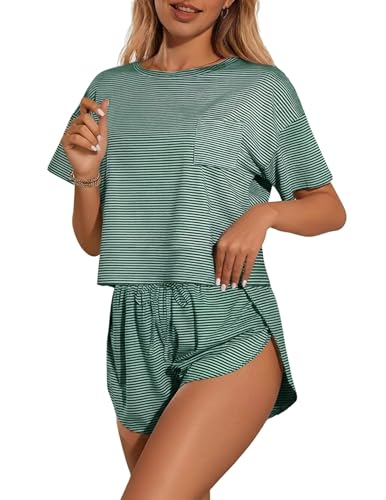 Image of Ekouaer Womens Pajama Sets Sexy Lounge Sets Side Split Short Pj Sets Cute Pjs 2 Piece Comfy Sleepwear Loungewear