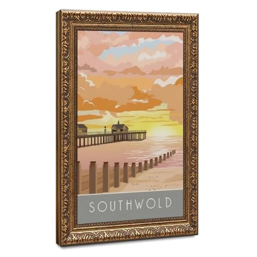 Toile Suffolk Coast Sunrise tableau de voyage elegant 40x61cm