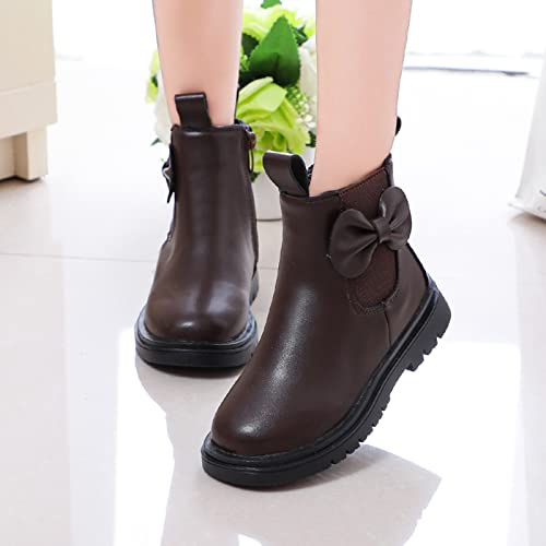 Toddler/Little Kid Girls Sweet Short Ankle Boots Bowknot Side Zipper Dress Booties Side Zipper Booties Lug Sole Shoes3