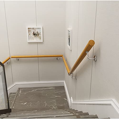 Rampes d'escalier en bois massif avec kit de support mural complet - 5