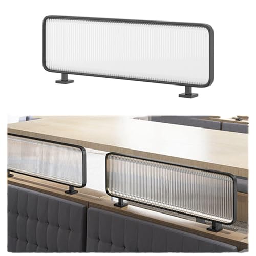 Dividers for Dining Areas, Translucent Raised Striped Glass Countertop Low Fence Partition, Restaurant Booth Office Privacy Screen Panel, for Commercial Use(Black,B)