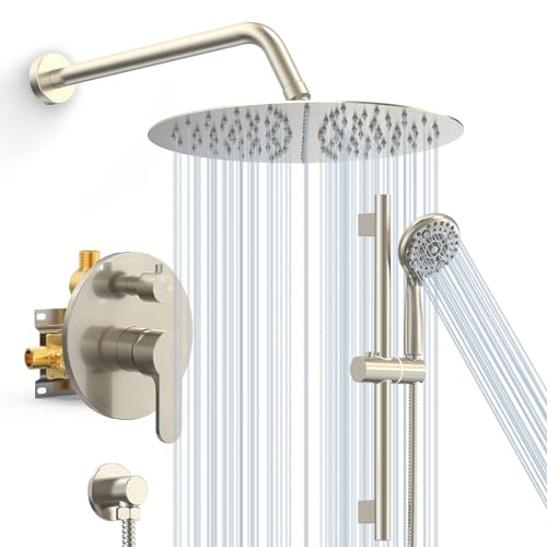 Image of SR SUN RISE 10 inch Shower Faucet Set with Shower Slide Bar,Brushed Nickel