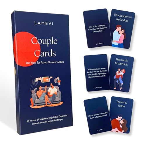 LAMEVI Couple Cards – Kartenspiel für Paare mit 99 Fragen & Challenges - Geschenk für Freundin Freund Pärchen & Date Nights Deep Talk Valentinstag Hochzeitstag Jahrestag Fernbeziehung