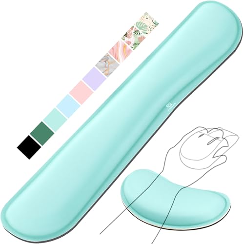 Gimars Superfine Fiber Widen Memory Foam Set Nonslip Mouse Pad Wrist Support & Keyboard Wrist Rest Support for Office, Computer, Laptop & Mac & Comfortable & Lightweight for Easy Typing & Pain Relief