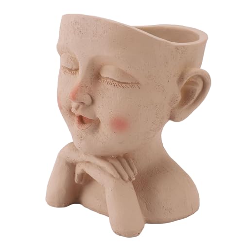 Xyntor Men Face Flower Container | Hand Painted Synthetic Planter with Drain Hole | Funny Succulent/Desert Plant Container for Indoor/Outdoor | Unique Present for Plant Enthusiasts