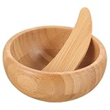 Outanaya Set de Bol y Cuchara para Mascarillas Faciales de Bambú Recipiente para Mezclar Mascarillas Caseras Accesorio de Belleza Natural para Uso Salón y Cuidado Facial Casa