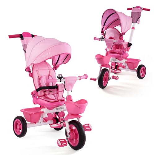 EOOWOY Toddler Tricycle with Push Handle, 7 in 1 Stroller