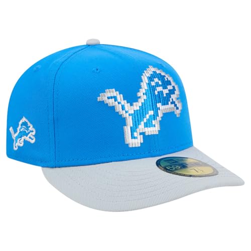 New Era Men's Blue/Silver Detroit Lions Pixel Curved 59FIFTY Fitted Hat