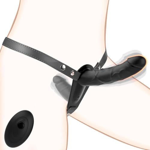 Strap-On Doble Dildo Vibradores para Lesbianas, Consolador Juguetes Sexuales para Estimulador el Anales y Clítoris para Mujeres, Alternativos Sex Toys para Parejas, Adjustable, Removeable (N1) (Black)