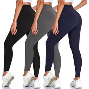 3 Pack Leggings for Women, High Waisted Tummy Control No See-Through Yoga Pants for Workout Running