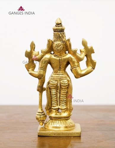 Estatua de latón de Lord Vishnu Narayan 12 cm miniatura 5